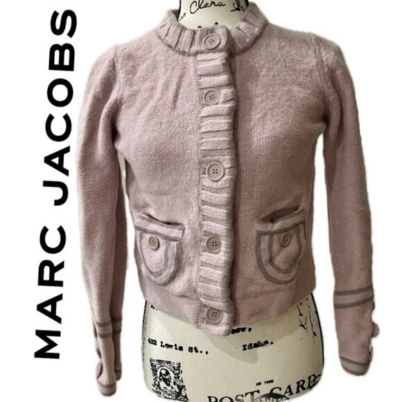 MARC JACOBS 100% WOOL KNITTED SWEATER PINK/ GRAY KIDS SIZE 10-12 - Picture 1 of 12